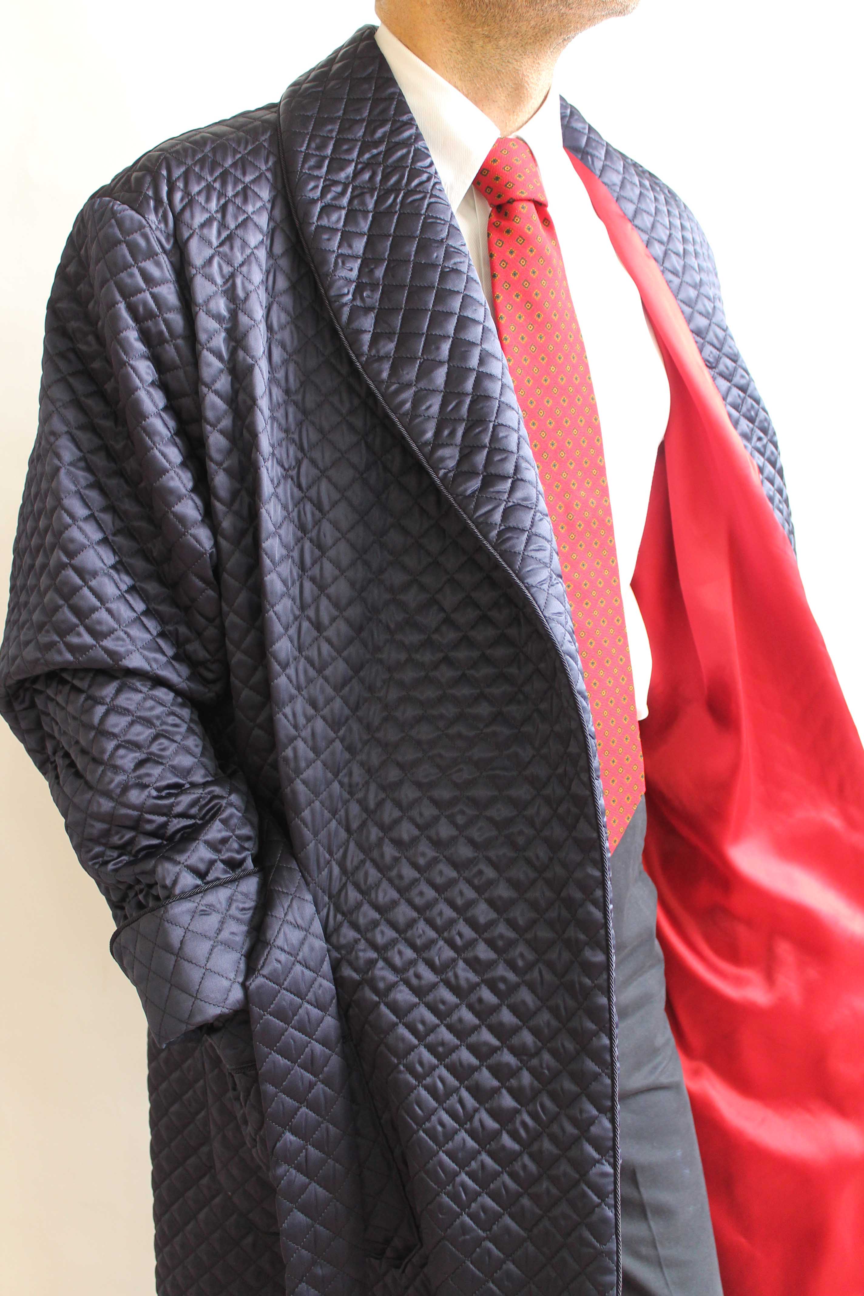 QUILTED BEMBERG CLASSIC DRESSING GOWN FOR MAN FULL BEMBERG LINING WITH ...
